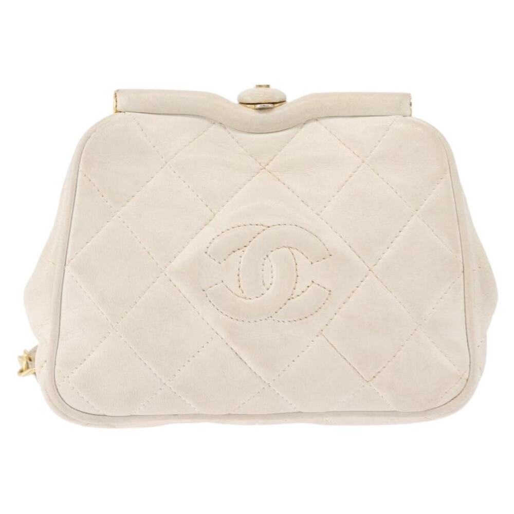 Chanel Lambskin Leather Chain Belt Waist Bag White
